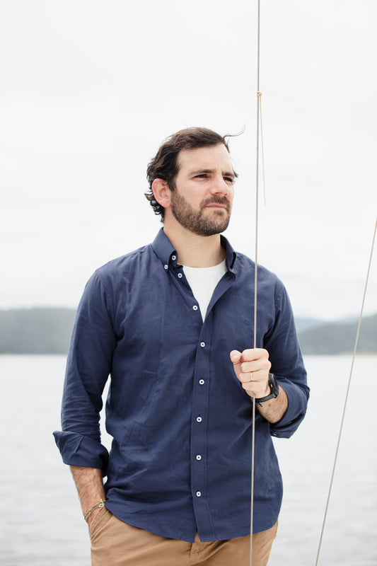 Camisa Oxford Azul Marino